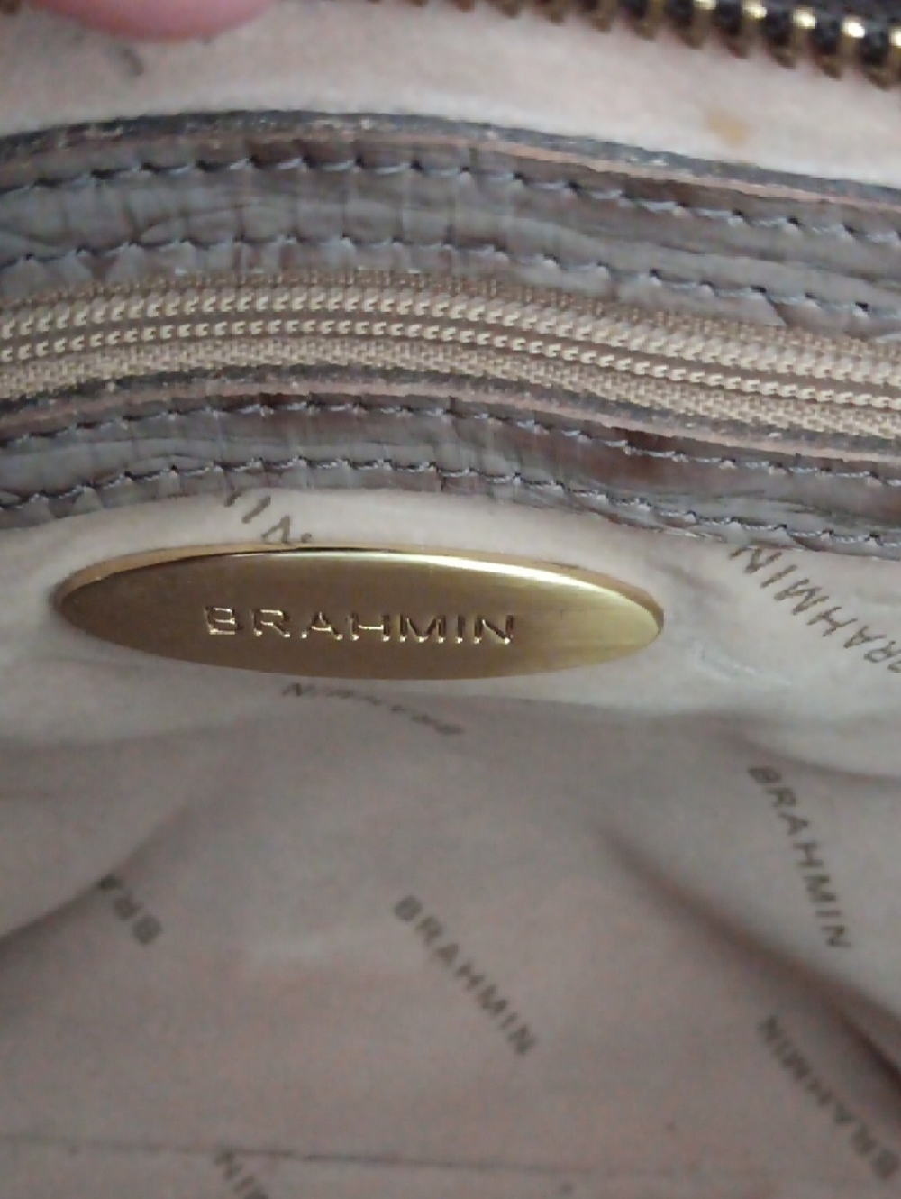 Brahmin Brown and Black Croc-Embossed Leather Satchel with Tassel - Picture 11 of 11